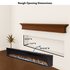 Touchstone Electric Fireplace rough opening dimensional graphic (Model: Sideline Elite)
