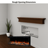 Touchstone Electric Fireplace rough opening dimensional graphic (Model: Infinity)