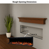 Touchstone Electric Fireplace rough opening dimensional graphic (Model: Infinity)