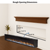 Touchstone Electric Fireplace rough opening dimensional graphic (Model: Sideline Elite)