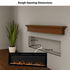 Touchstone Electric Fireplace rough opening dimensional graphic (Model: Fury)