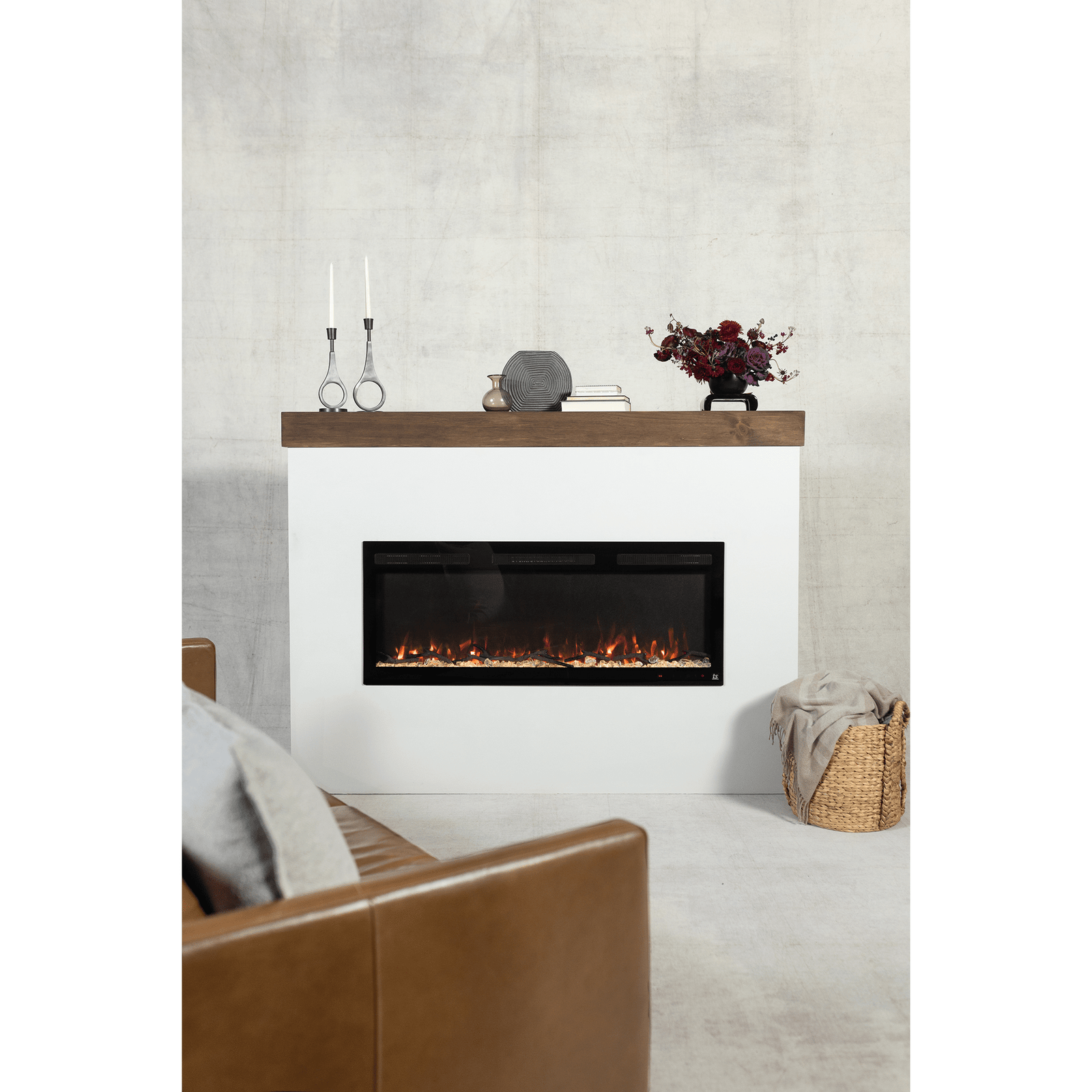 Sideline Fury 65 Inch Slim-Depth Recessed Smart Electric Fireplace 800 ...