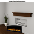 Touchstone Electric Fireplace rough opening dimensional graphic (Model: Sideline Elite Pro)