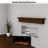 Touchstone Electric Fireplace rough opening dimensional graphic (Model: Sideline Elite Pro)