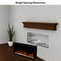 Touchstone Electric Fireplace rough opening dimensional graphic (Model: Sideline Elite ABI)