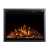 Touchstone Fireplug electric fireplace front view with orange and white flames