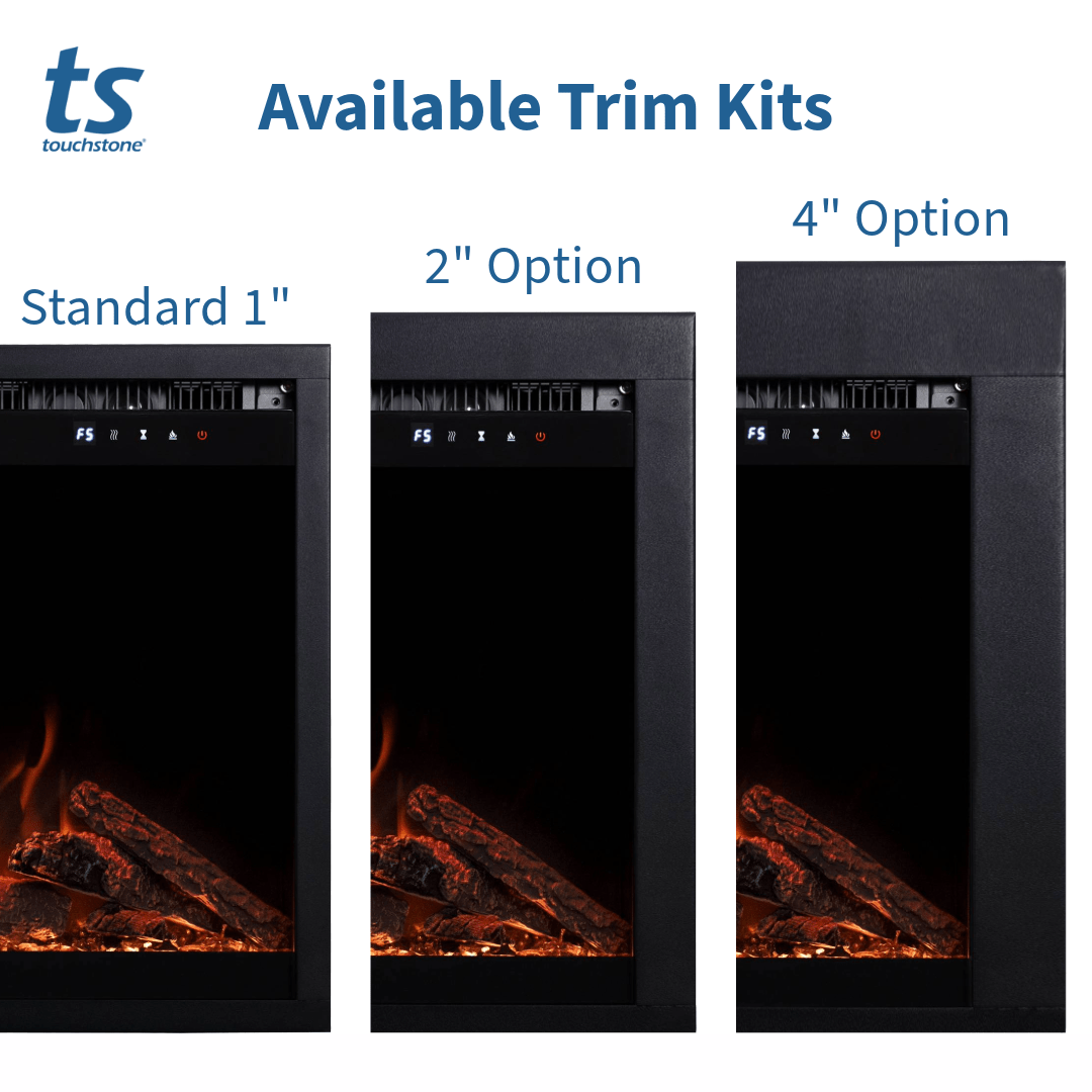 Touchstone Fireplug Pro electric fireplace trim kit comparison graphic