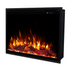 Touchstone 80072 Fireplug Pro 33 inch electric fireplace angled on white with orange flames.
