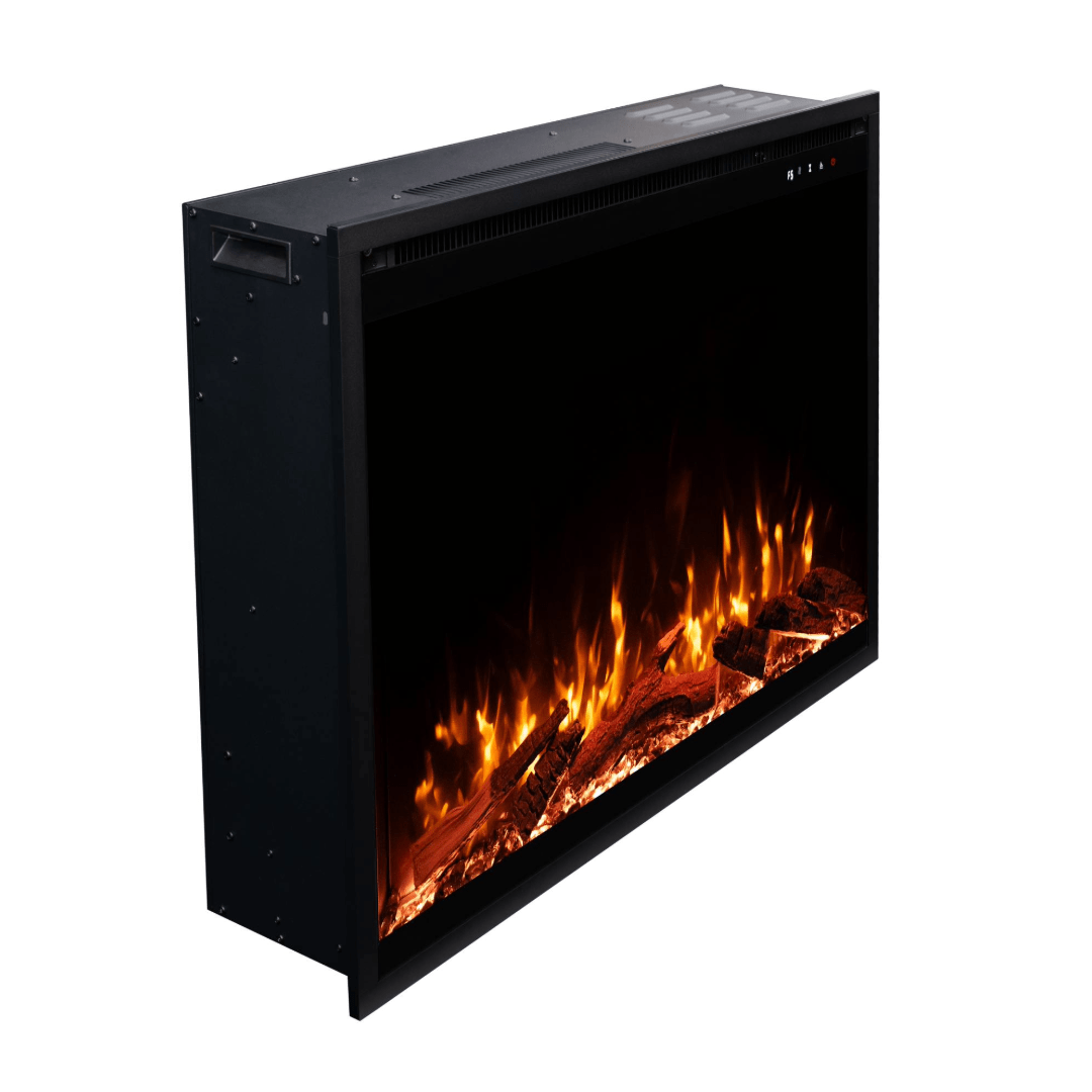 Touchstone Fireplug electric fireplace side angle shot on white