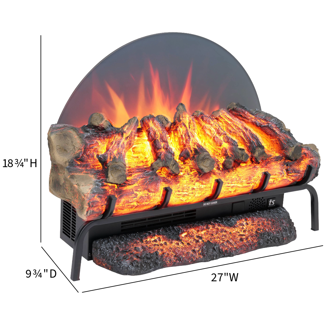 Touchstone 80074 27 inch Burnbrite Electric Log Set dimensions graphic.