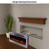 Touchstone Electric Fireplace rough opening dimensional graphic (Model: Deluxe)