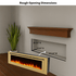 Touchstone Electric Fireplace rough opening dimensional graphic (Model: Deluxe)