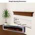 Touchstone Electric Fireplace rough opening dimensional graphic (Model: Deluxe)