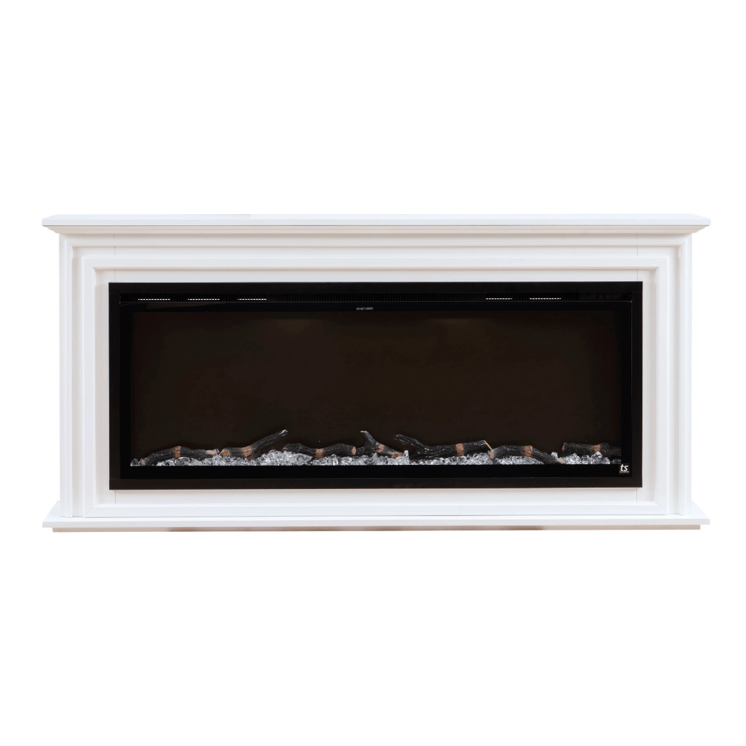 Touchstone Sideline Elite 50 inch surround mantel and fireplace turned off , on a white background