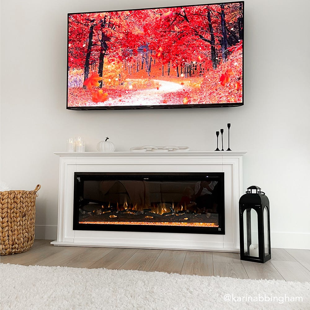 Sideline Elite® 50-inch Smart Electric Fireplace with Encase™ Surround Mantel Media room setting from @karinabbingham