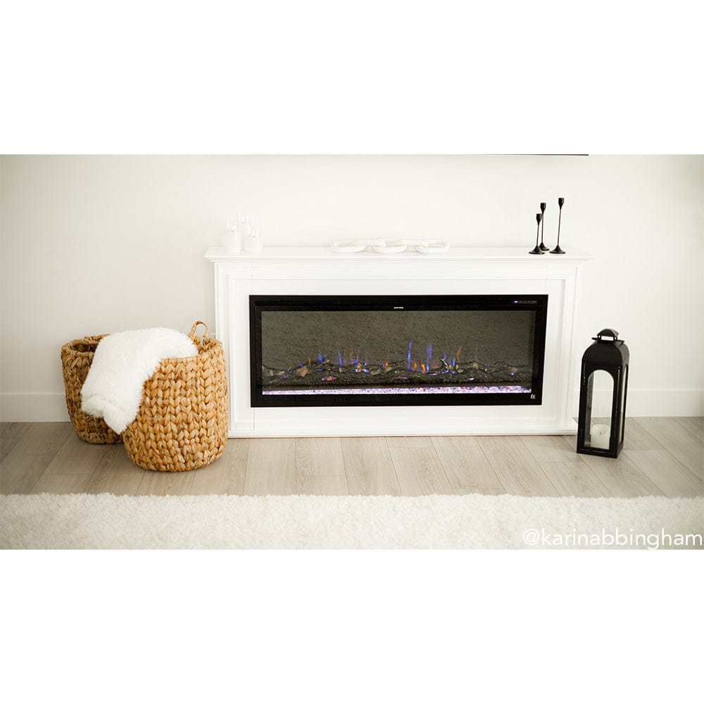 Sideline Elite® 50-inch Smart Electric Fireplace with Encase™ Surround Mantel Media room setting from @karinabbingham