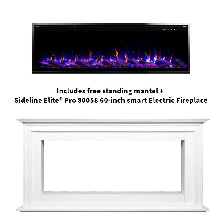 Touchstone encase mantel and lite Pro 60-inch fireplace infographic