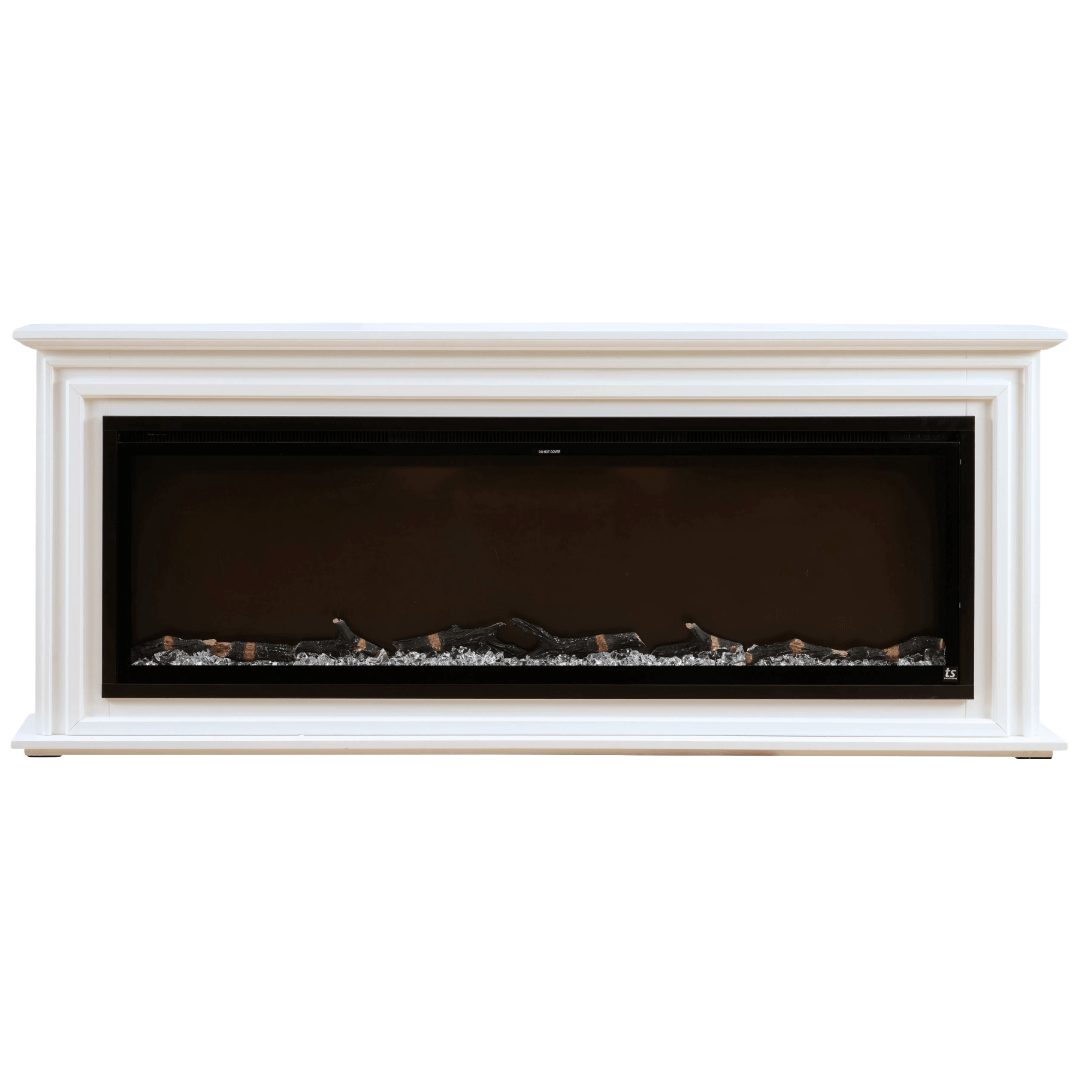 Touchstone 90014 Elite 60 inch encase surround mantel on white wit no flames