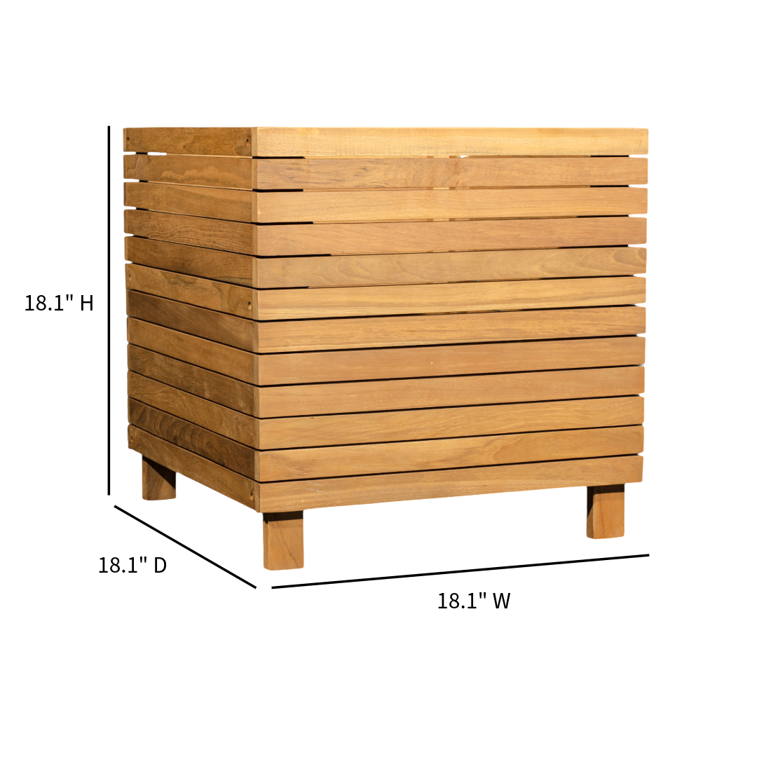 Touchstone Teak Cube Teak Planter 90023 dimensional graphic