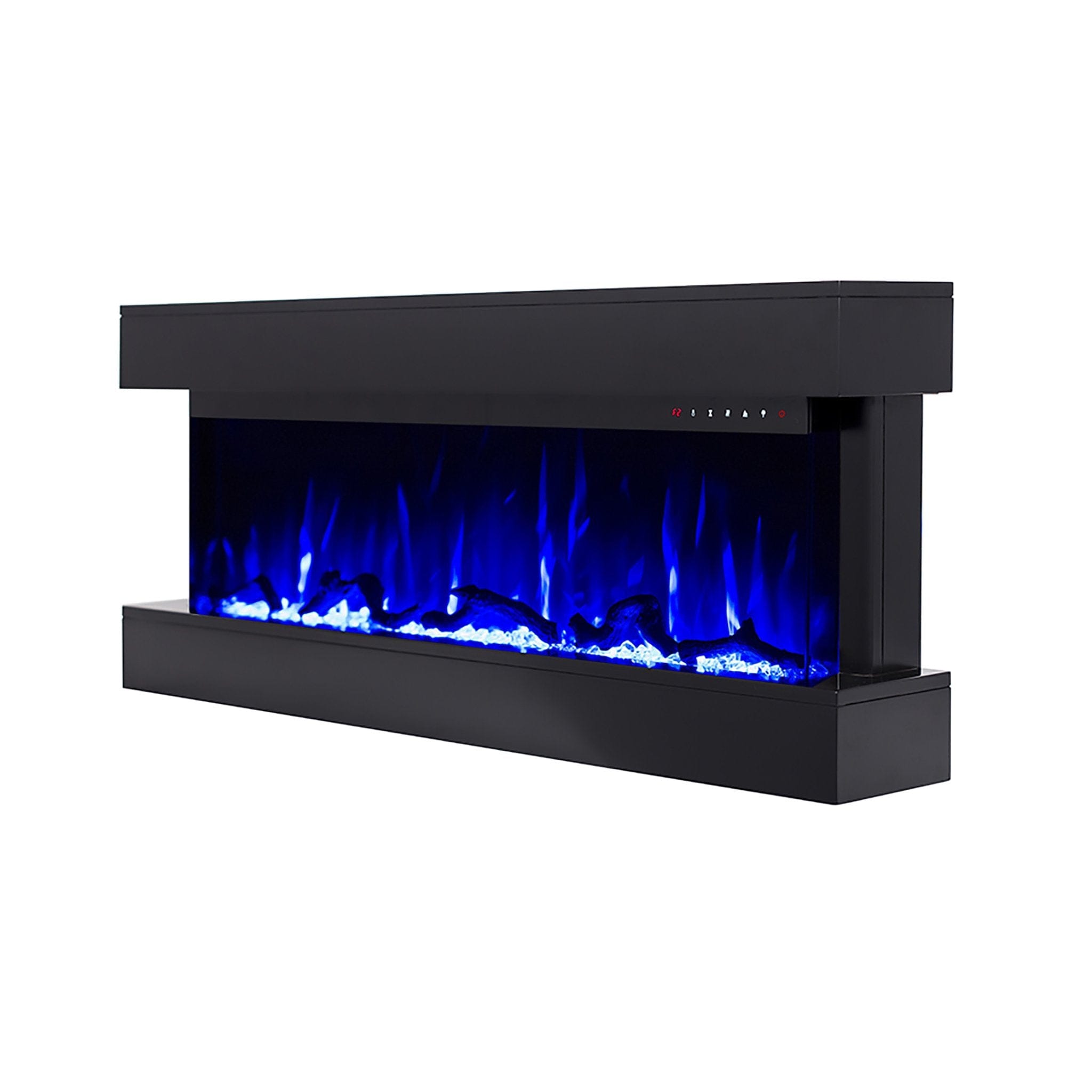 Chesmont White 80033 Wall Mount 3-Sided Smart Electric Fireplace blue flames.