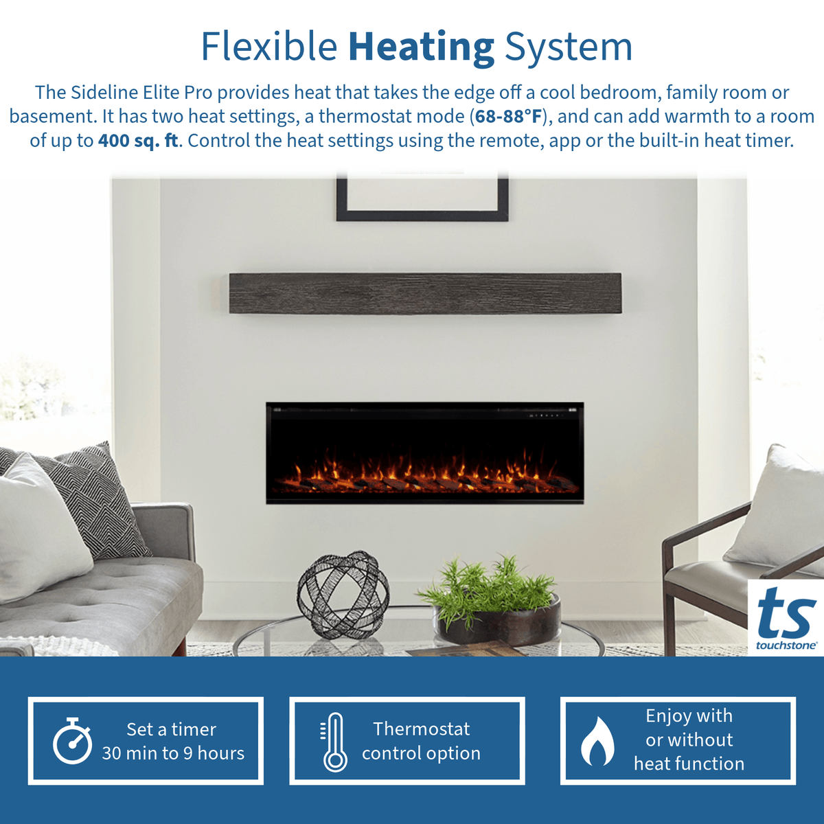 Summit 72-Inch Linear Fireplace With Bedrock [SML-72BR] (SAK92081)