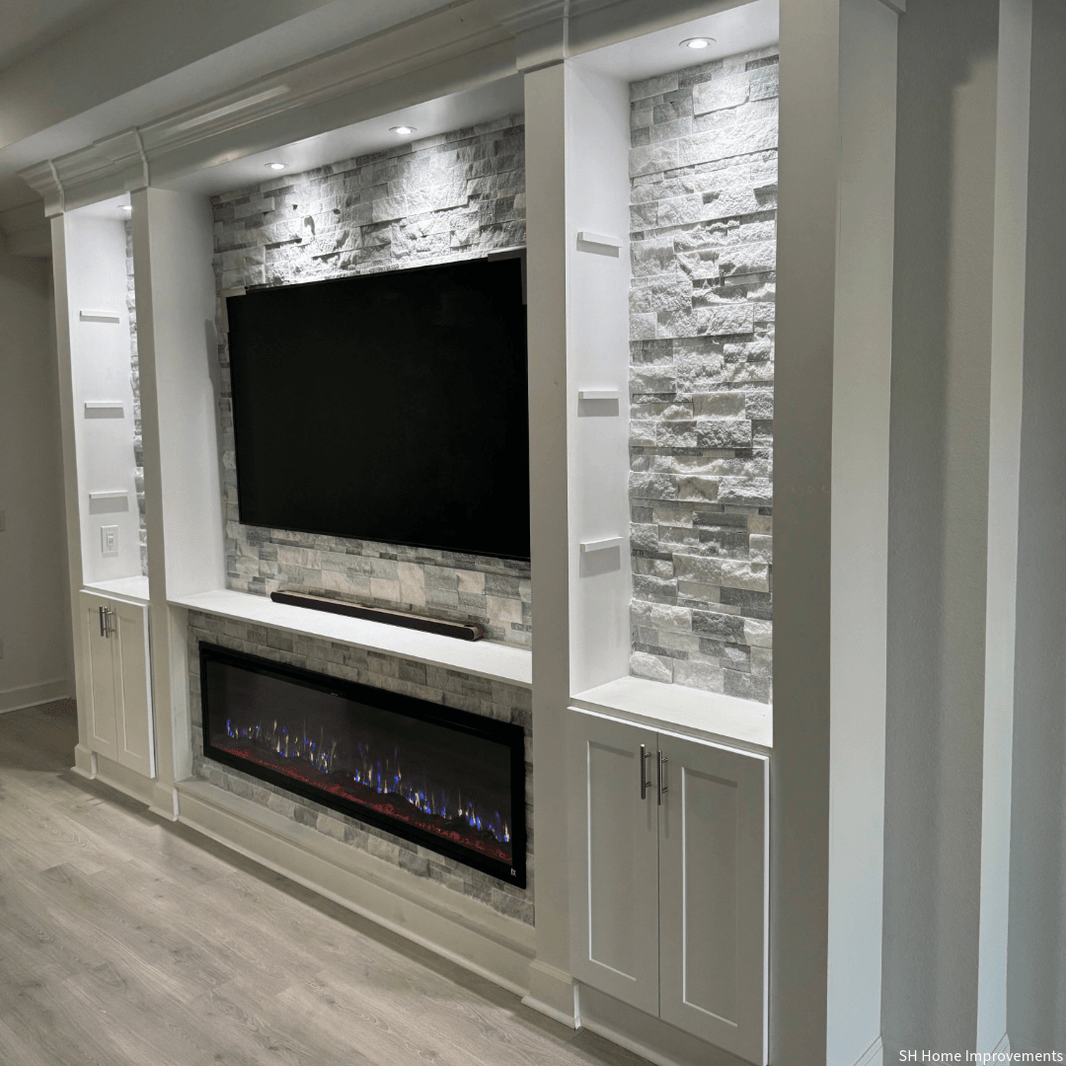 Sideline Fury 65 Inch Slim-Depth Recessed Smart Electric Fireplace 800 ...