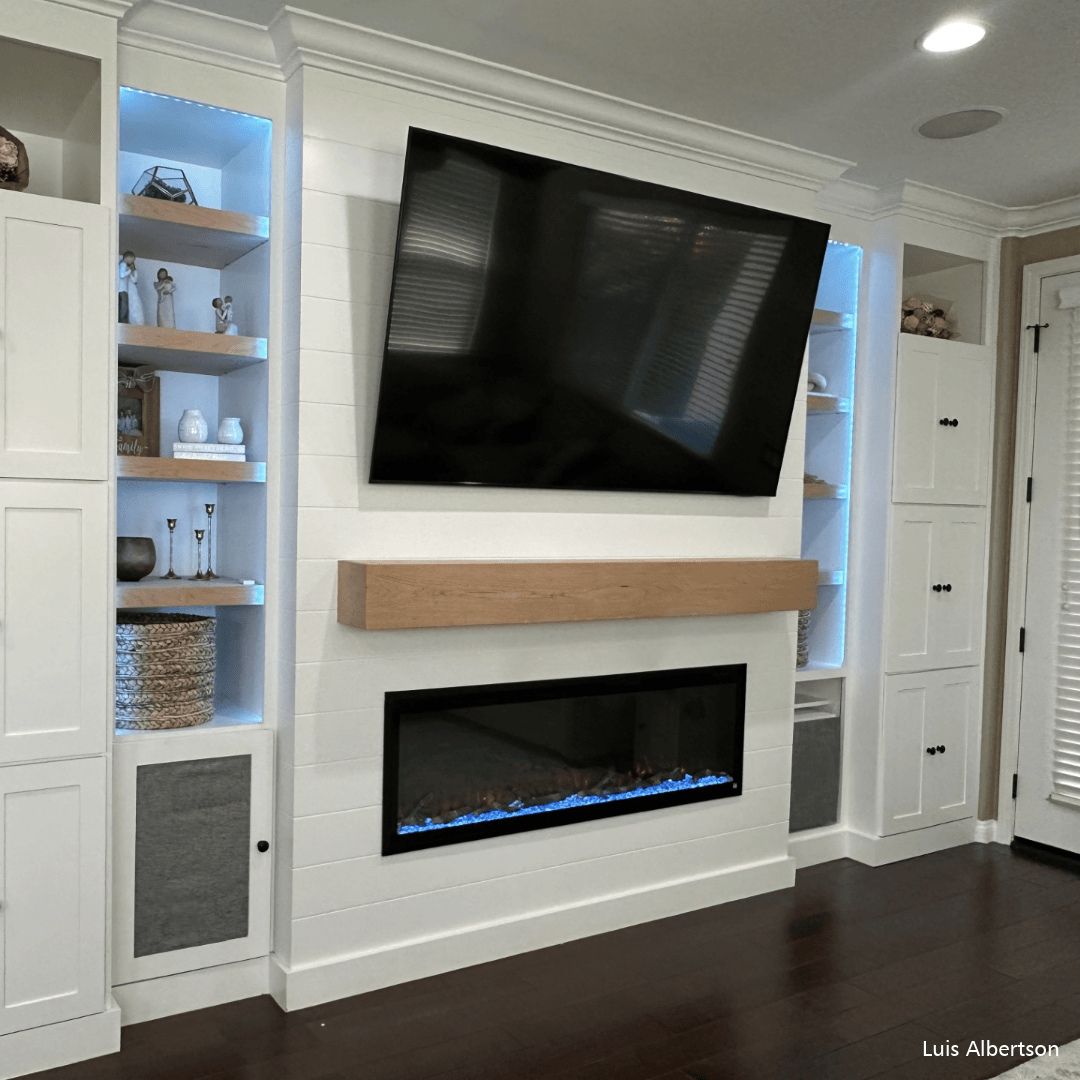 Sideline Elite 60 inch Electric Fireplace installed and photographed by customer Luis Alberston.