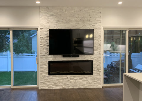 Sideline 60 Elite Electric Fireplace installed in great room
