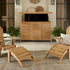 Touchstone TechTeak TV Lift Cabinet lifestyle image shown with Teak chairs