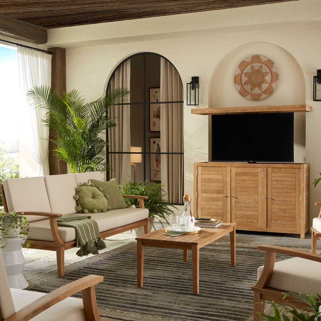 Touchstone Solena Teak Sofa Set lifestyle image.