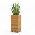 Touchstone Teak Tall Teak Planter 90024 angled photo with plant on white.