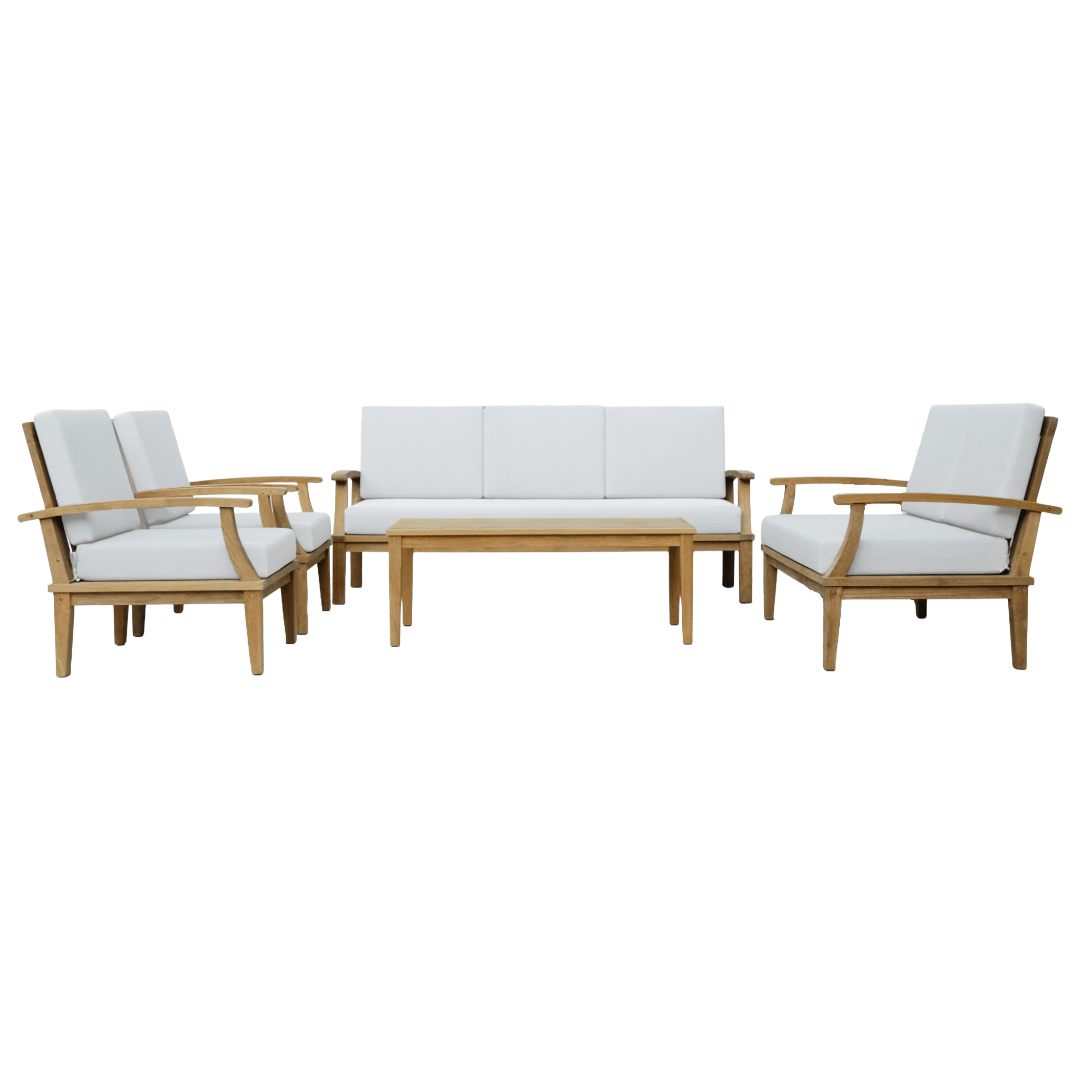 Touchstone Solena Teak 5 piece sofa set on white