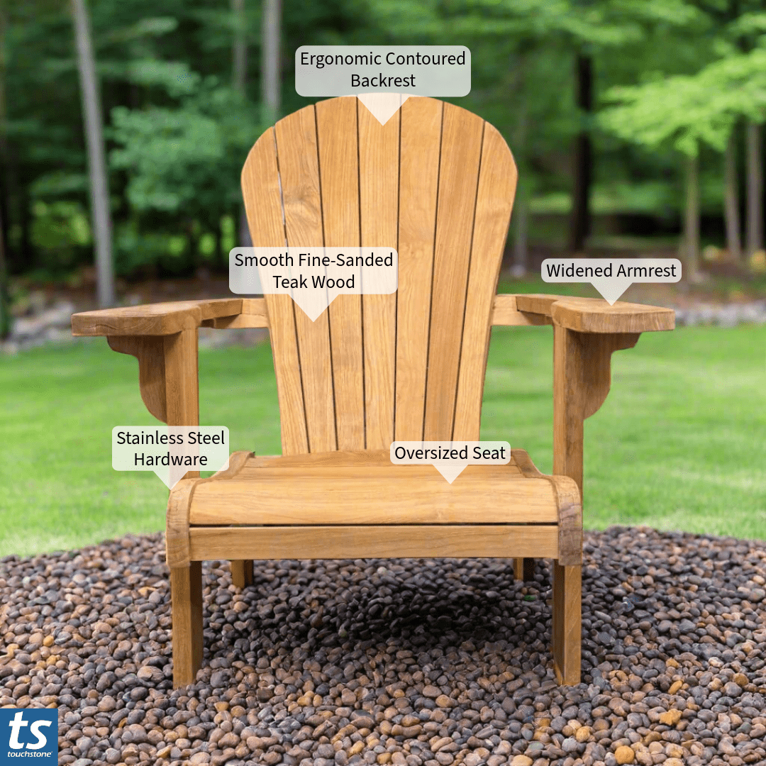 Touchstone Ayenya Teak Adirondack chair infographic