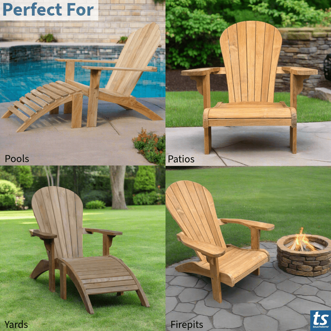 Touchstone Ayenya Teak Adirondack chair infographic