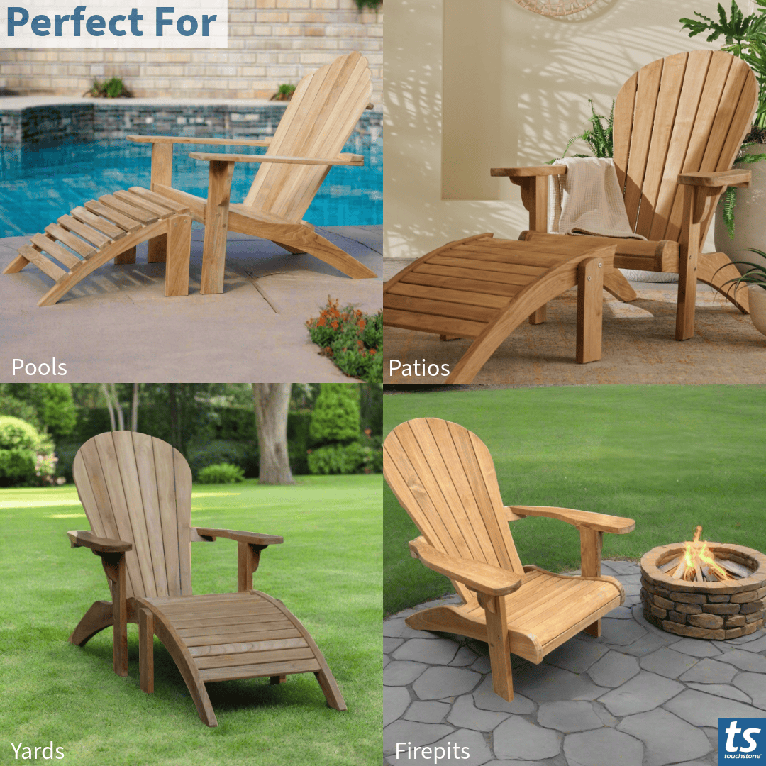 Touchstone Ayenya Teak Adirondack chair infographic