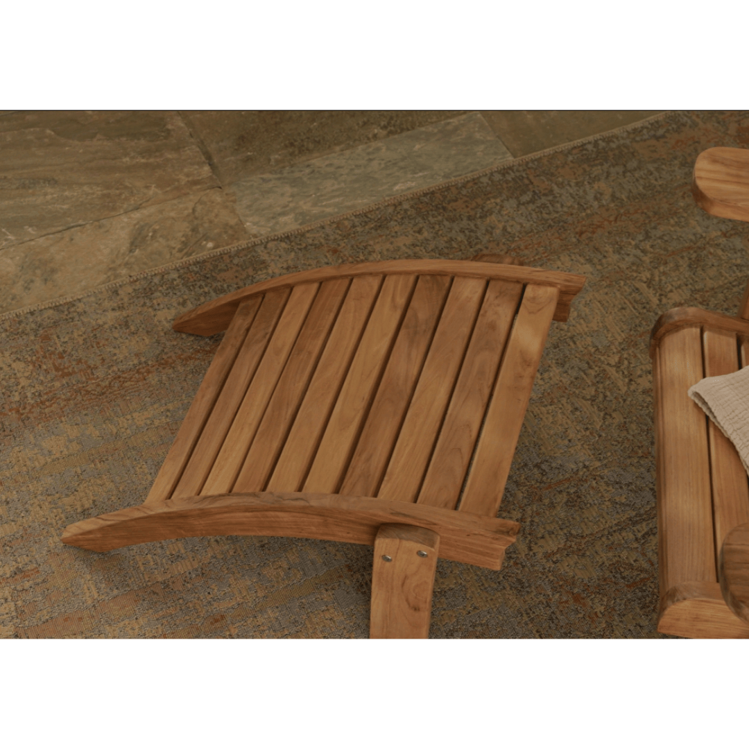 Avenya Teak Ottoman lifestyle photo close up detail shot