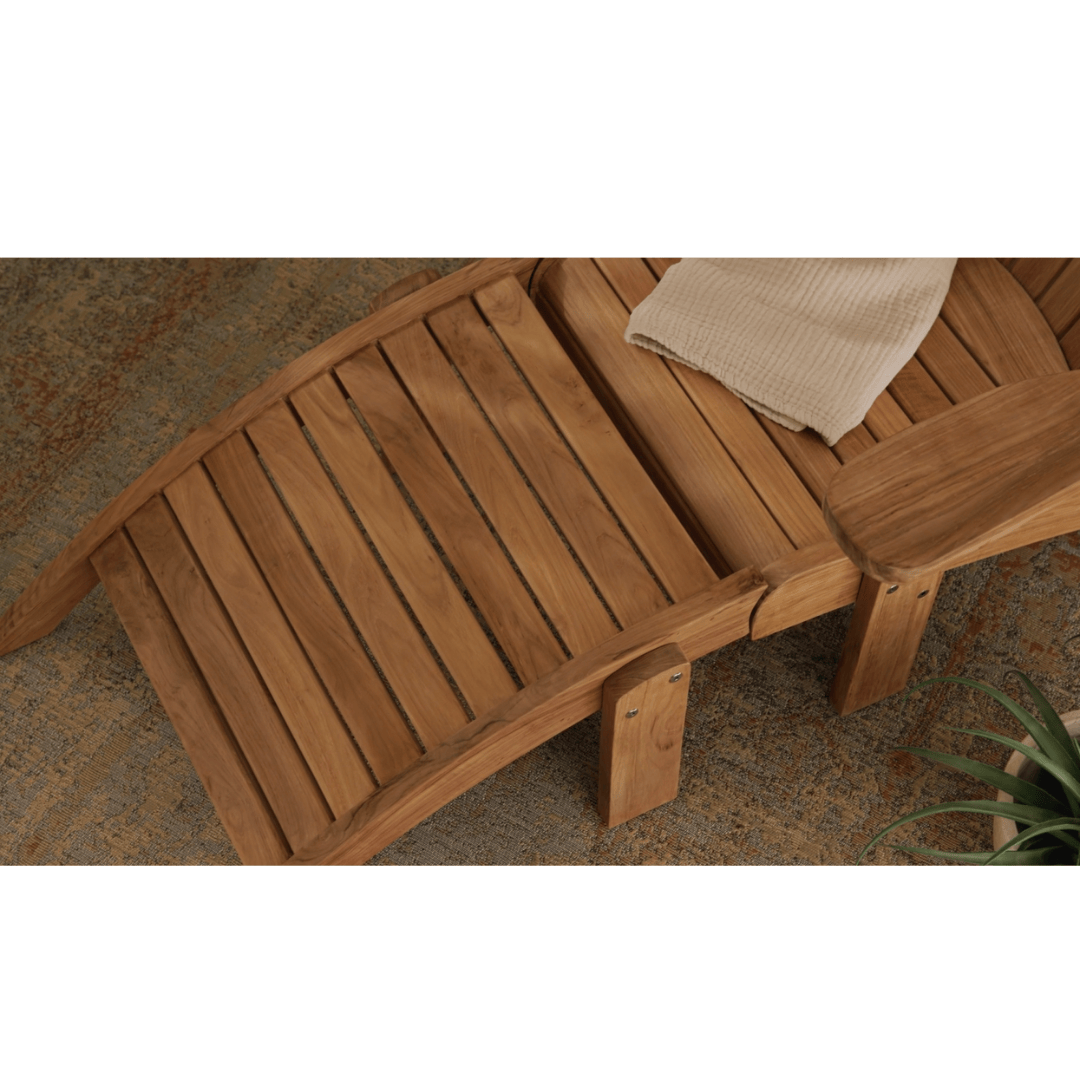 Avenya Teak Ottoman lifestyle photo close up detail shot