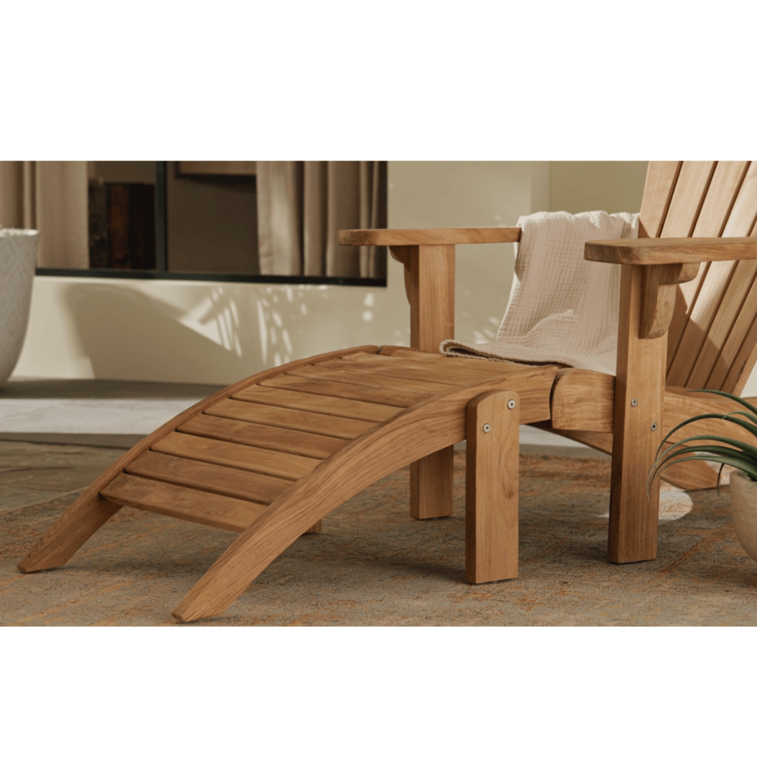 Avenya Teak Ottoman lifestyle photo close up detail shot