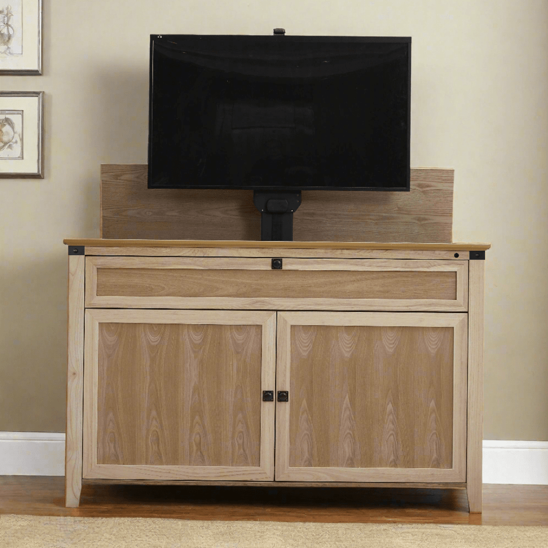The Claymont Unfinished 70163 Smart TV Lift Cabinet for 65 Inch The Claymont Unfinished 70163 Smart TV Lift Cabinet for 65 Inch