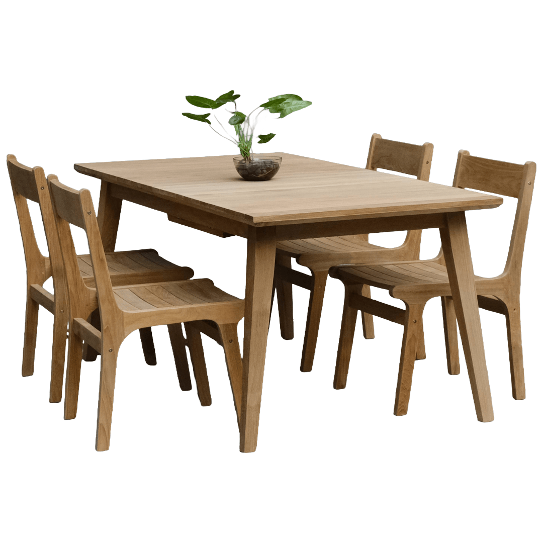 Touchstone Eluna Teak Outdoor Dining Set on white