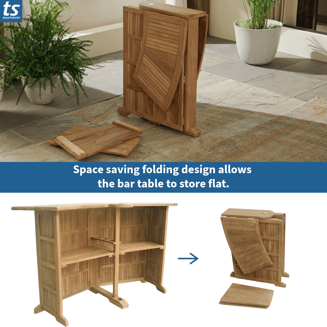 Touchstone Velari Teak Bar Set foldable design graphic