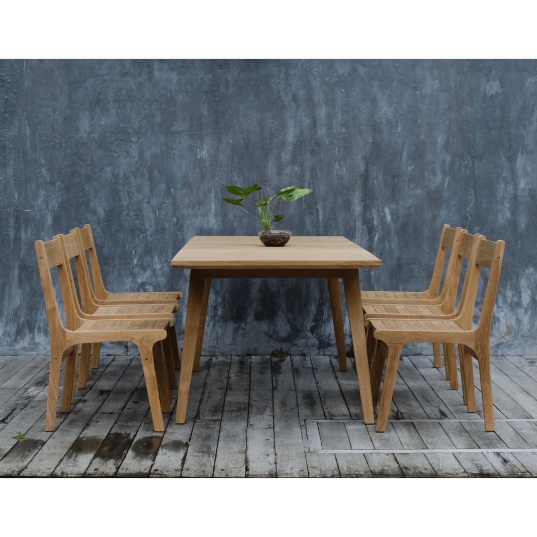 Touchstone Teak Eluna Chair shown with table