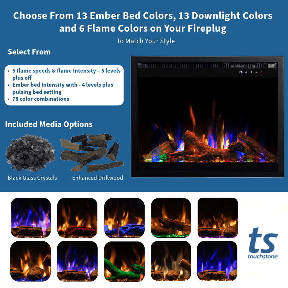 Fireplug Pro 33 Inch Smart Electric Fireplace with Unfinished Encase S ...