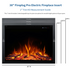 Fireplug Pro 38 inch Electric Fireplace Insert trim kit measurement guide infographic.