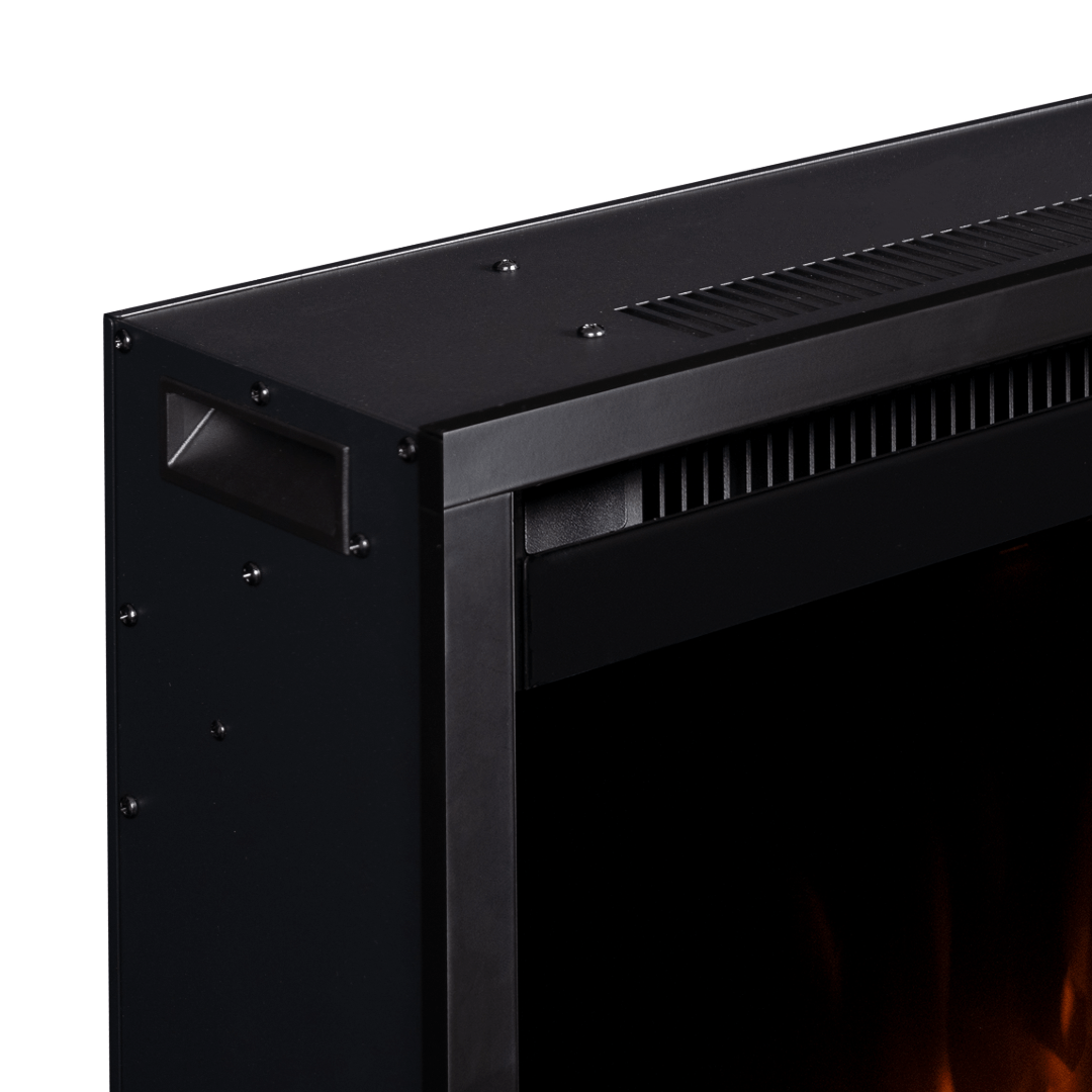 Touchstone Fireplug electric fireplace close up shot of corner