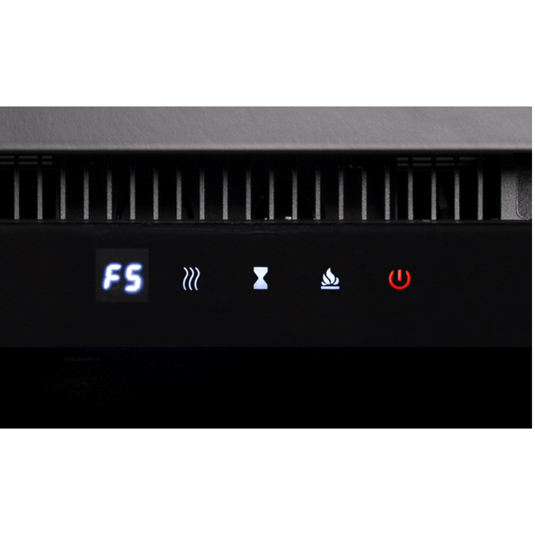 Touchstone Fireplug electric fireplace close up of control panel