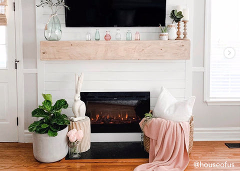 @houseofus replaced a wood burning fireplace with the Touchstone Sideline 36 Electric Fireplace