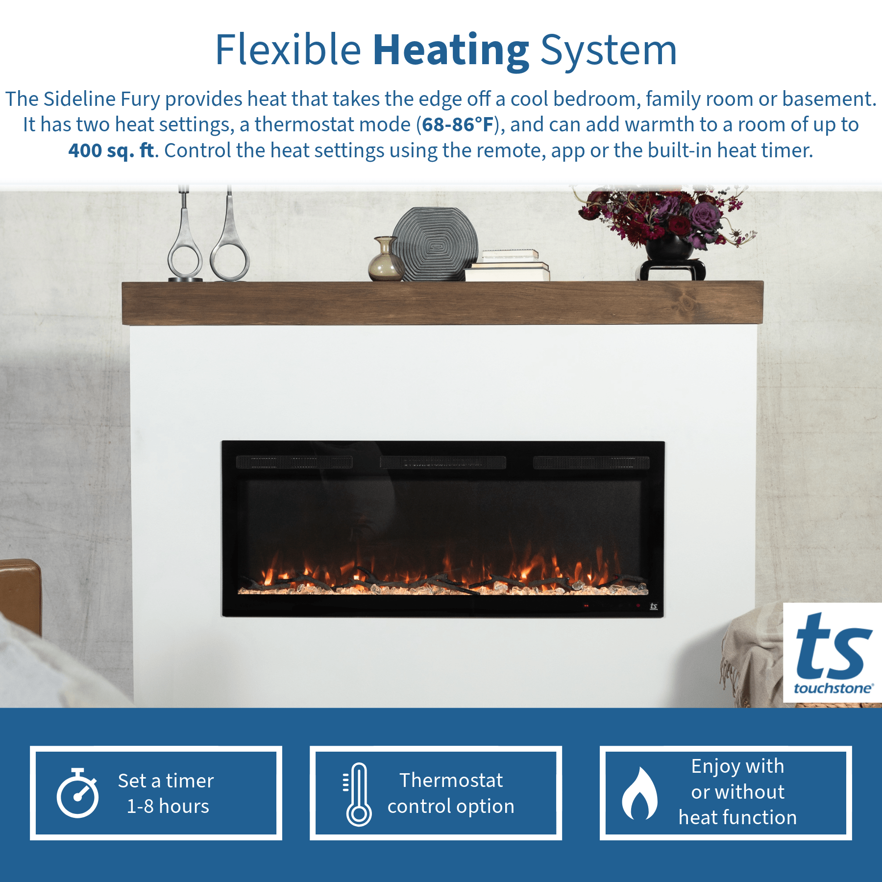 Sideline Fury 57 Inch Slim-Depth Recessed Smart Electric