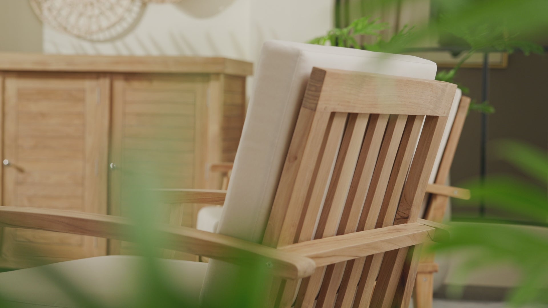 Touchstone Solena Teak Sofa Set chair lifestyle video