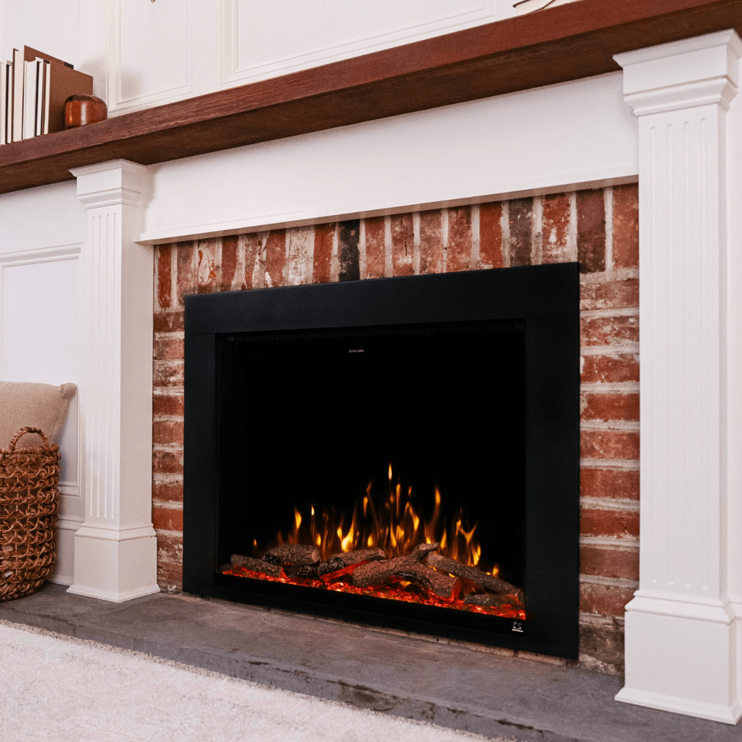 Touchstone Fireplug Pro electric fireplace shown installed in a living room